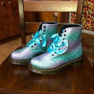 Dr. Martens Blue Purple Glitter Boots Women Size 7